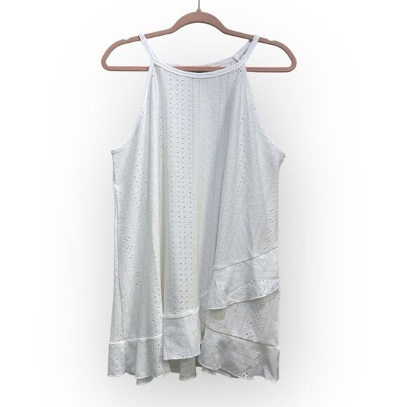 BloomChic Textured Knit Overlap Hem Tank Top – Original White – Size 14–16 (1X) - Picture 5 of 8